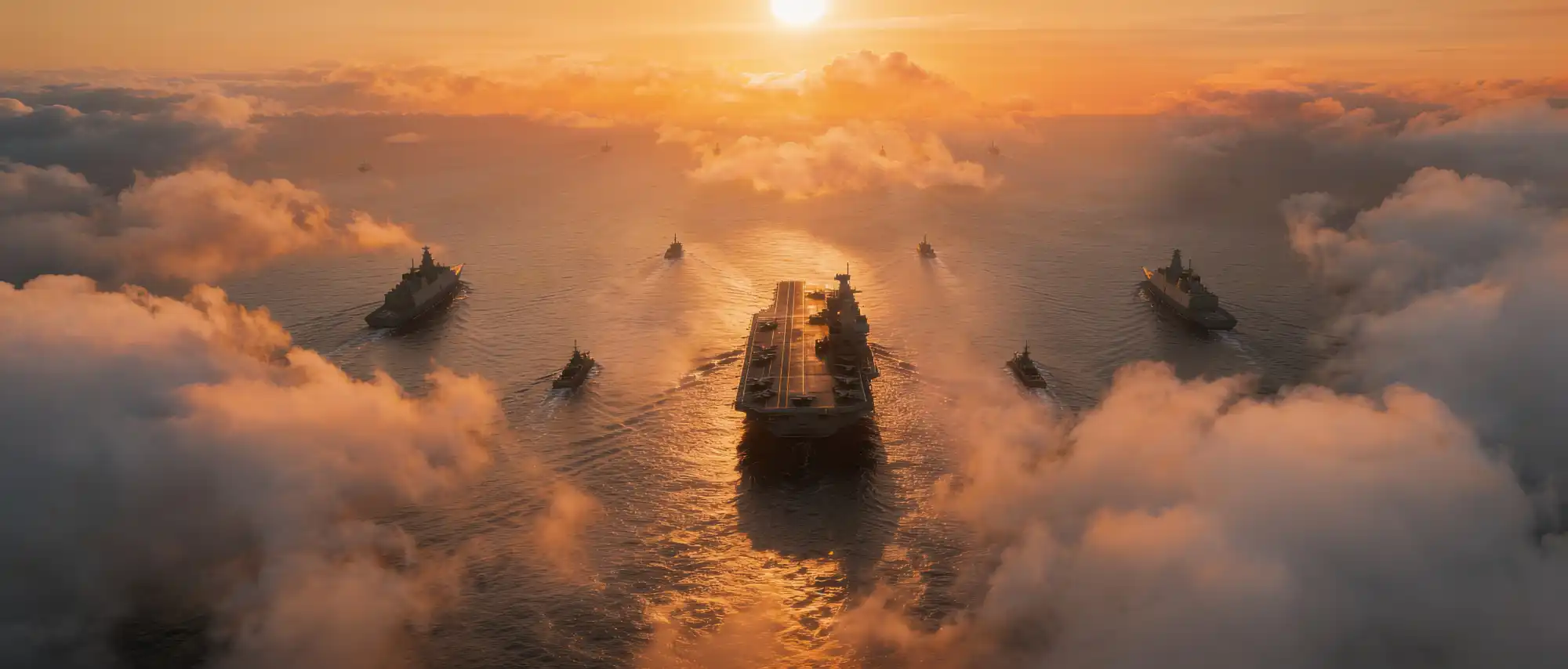An AI-generated image of the Carrier Strike Group at sea